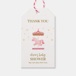 ピンクの金ゴールドエレガント回転木馬カーニバルベビーシャワー ギフトタグ