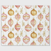 ピンクの金ゴールドオーナメントビンテージクリスマス ラッピングペーパー (フラット)