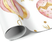 ピンクの金ゴールドオーナメントビンテージクリスマス ラッピングペーパー (ロールコーナー)