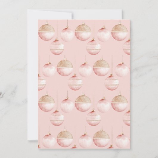 ピンクの金ゴールドオーナメントミニマリストのクリスマスパーティー 招待状 (裏面)