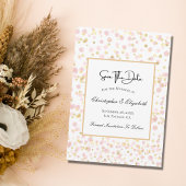 ピンクの金ゴールドオーバーレイQRコードウェディング日付を保存 セーブザデート