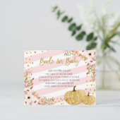 ピンクの金ゴールドカボチャのベビー ポストカード (スタンド正面)