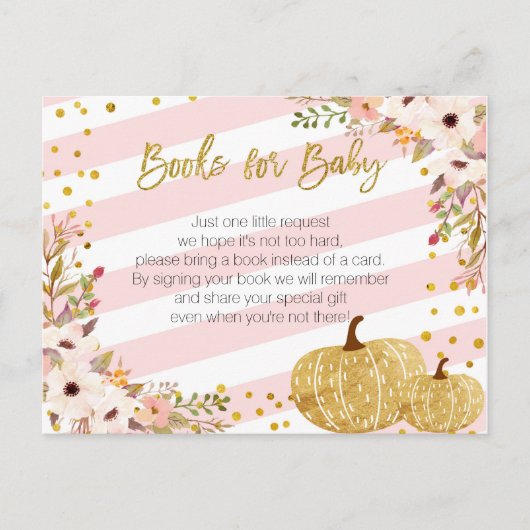 ピンクの金ゴールドカボチャのベビー ポストカード (正面)