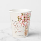 ピンクの金ゴールドガールベイビーシャワー – 私たちは真摯に待つことができる！ 紙コップ (正面)