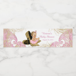 ピンクの金ゴールドガールベビーシャワー水ボトルラベル ペットボトルラベル