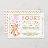 ピンクの金ゴールドキツネベビーガールシャワーがブックカードを持ってくる エンクロージャーカード (正面/裏面)