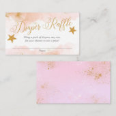 ピンクの金ゴールドキラキラの小さな星おむつラッフルカード エンクロージャーカード (正面/裏面)