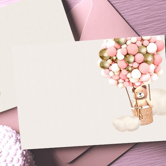 ピンクの金ゴールドクマのバルーン空白のエンクロージャカード エンクロージャーカード