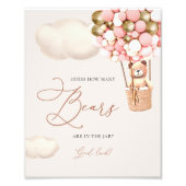 ピンクの金ゴールドクマの気球は何人のクマのサインを推測 フォトプリント            (正面)