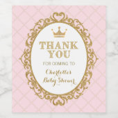 ピンクの金ゴールドクラウンプリンセスベビーシャワーの好意 ワインラベル (シングルラベル)