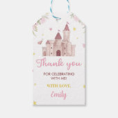 ピンクの金ゴールドクラウンプリンセス誕生日サンキューラベル ギフトタグ (正面)