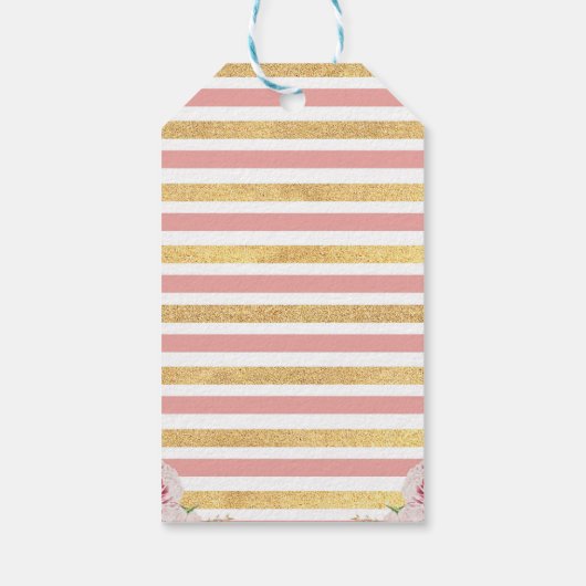 ピンクの金ゴールドクラウンプリンセス誕生日サンキューラベル ギフトタグ (裏面)