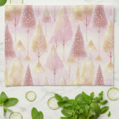 ピンクの金ゴールドクリスマストナカイのパターン#13 ID1009 キッチンタオル (折り畳み)