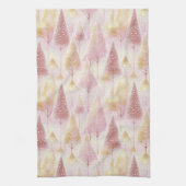 ピンクの金ゴールドクリスマストナカイのパターン#13 ID1009 キッチンタオル (縦)