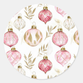 ピンクの金ゴールドクリスマスヴィンテージオーナメント ラウンドシール