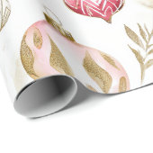 ピンクの金ゴールドクリスマスヴィンテージオーナメント ラッピングペーパー (ロールコーナー)