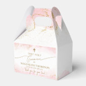 ピンクの金ゴールドクロスサンキューガールファースト・コミュニオン フェイバーボックス (裏面サイド)