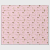 ピンクの金ゴールドクロススクリプトの確認 ラッピングペーパー (フラット)