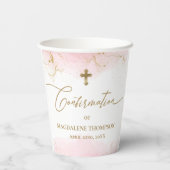 ピンクの金ゴールドクロスネームガールの確認 紙コップ (裏面)