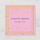 ピンクの金ゴールドグエレガントラマなQRコード スクエア名刺 (正面)