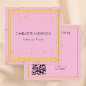 ピンクの金ゴールドグエレガントラマなQRコード スクエア名刺