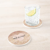 ピンクの金ゴールドグラデーションヒョウ印刷 コースター (側面)