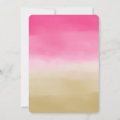 ピンクの金ゴールドグラデーション水彩 招待状 (裏面)
