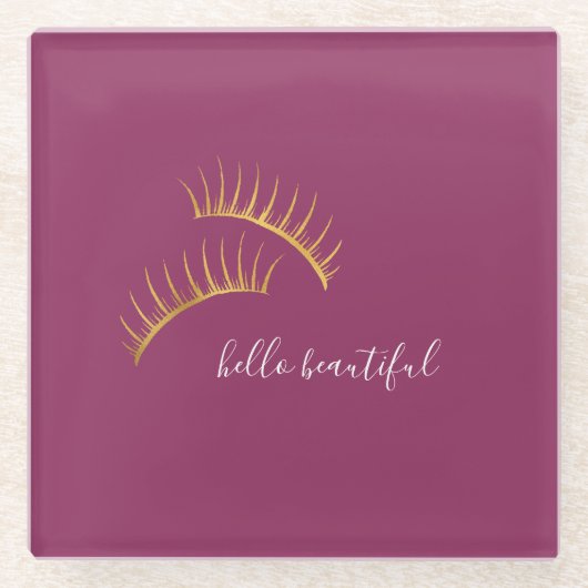 ピンクの金ゴールドグラムまつげ ガラスコースター (正面)