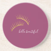 ピンクの金ゴールドグラムまつげ コースター (正面)
