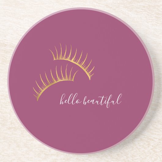 ピンクの金ゴールドグラムまつげ コースター (正面)