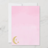 ピンクの金ゴールドグリッターが月の星のベビーシャワーの上 招待状 (裏面)