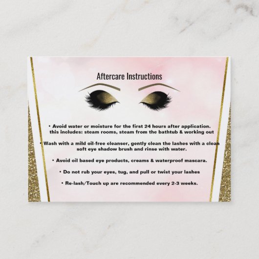 ピンクの金ゴールドグリッターまばたきが友人アフターケアを参照 紹介カード (裏面)