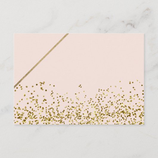ピンクの金ゴールドグリッターストライプの指示ベビーシャワー エンクロージャーカード (裏面)