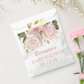 ピンクの金ゴールドグリッターバラベビーシャワー フェイバーバッグ (封をした状態)