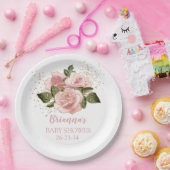 ピンクの金ゴールドグリッターバラベビーシャワー ペーパープレート (パーティー)