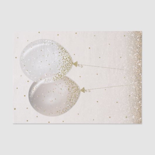 ピンクの金ゴールドグリッターパーティーバルーン輝く 薄葉紙 (正面)