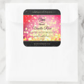 ピンクの金ゴールドグリッターロゴ製品の包装ラベルを追加 スクエアシール (バッグ)