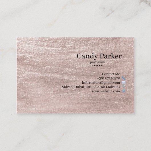 ピンクの金ゴールドグリッター大理石の背景ベクトル 名刺 (裏面)