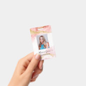 ピンクの金ゴールドグリッター大理石AgateロゴビジネスID バッジ (手持ち)