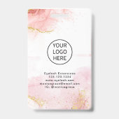 ピンクの金ゴールドグリッター大理石AgateロゴビジネスID バッジ (裏面)