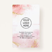 ピンクの金ゴールドグリッター大理石AgateロゴビジネスID バッジ (裏面)