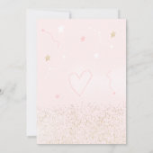 ピンクの金ゴールドグリッター月女の赤ちゃんシャワー 招待状 (裏面)
