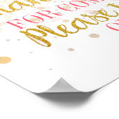 ピンクの金ゴールドグリッター紙吹雪ありがとう好意サイン ポスター (角)