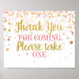 ピンクの金ゴールドグリッター紙吹雪ありがとう好意サイン ポスター