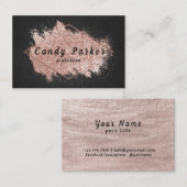 ピンクの金ゴールドグリッター黒い大理石の背景ベクトル 名刺 (正面/裏面)