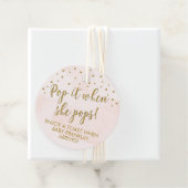 ピンクの金ゴールドシャンパンのラベルポップ・アートのは、彼女がポップするとき フェイバータグ (インサイチュ)