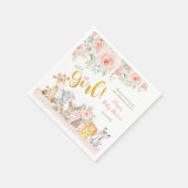 ピンクの金ゴールドジャングルサファリアニマルベビーシャワー スタンダードカクテルナプキン (角)