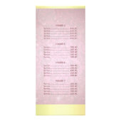 ピンクの金ゴールドスクリプトラッシュメイクアップアーティストの価格表 ラックカード (裏面)