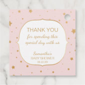 ピンクの金ゴールドスターズベビーがあなたを造感謝していっている フェイバータグ (裏面)