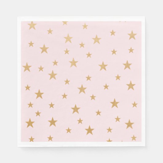 ピンクの金ゴールドスターズ赤ちゃんシャワーの装飾 スタンダードランチョンナプキン (正面)